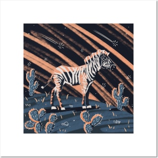 Night Zebra Posters and Art